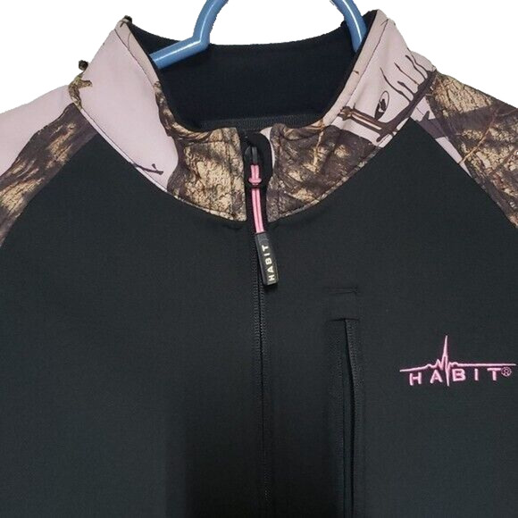 Mossy Oak Women’s Black & Pink Camo Jacket Sz L Outdoor Hunting Streetwear - Picture 2 of 13
